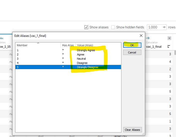 Use Aliases to assign qualitative score
