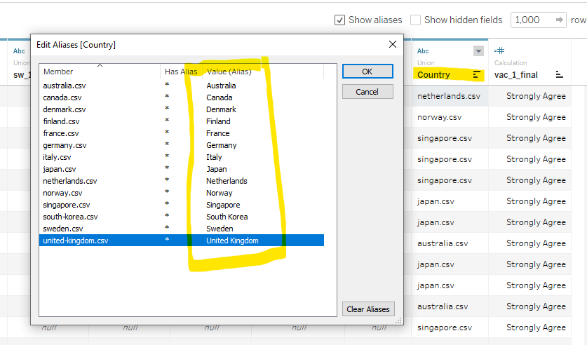 Cleaning the country names