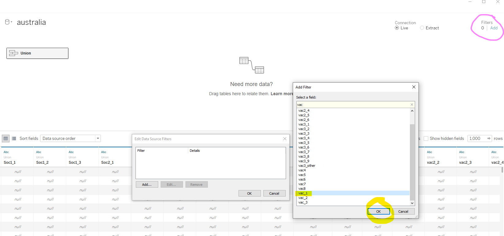 Filtering away null values in survey responses