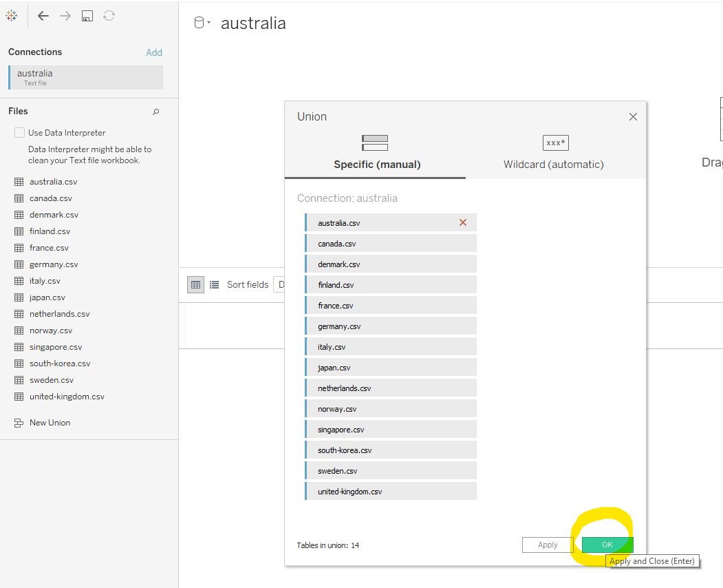 Add all countries into Union